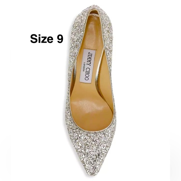 Jimmy Choo Romy Glitter Pumps silver size 9 with box no damage ⭐️⭐️⭐️⭐️ - Picture 3 of 17